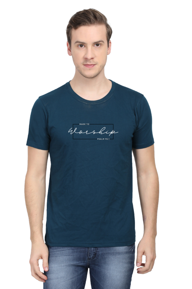 Male "Made To Worship" Christian Tees/Dark Shades