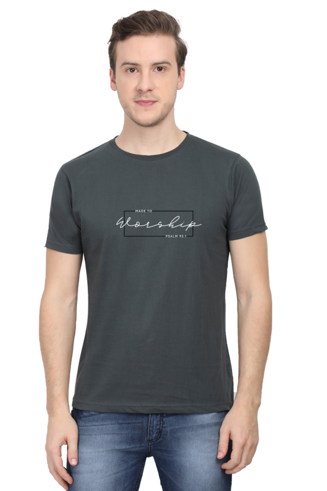 Male "Made To Worship" Christian Tees/Dark Shades